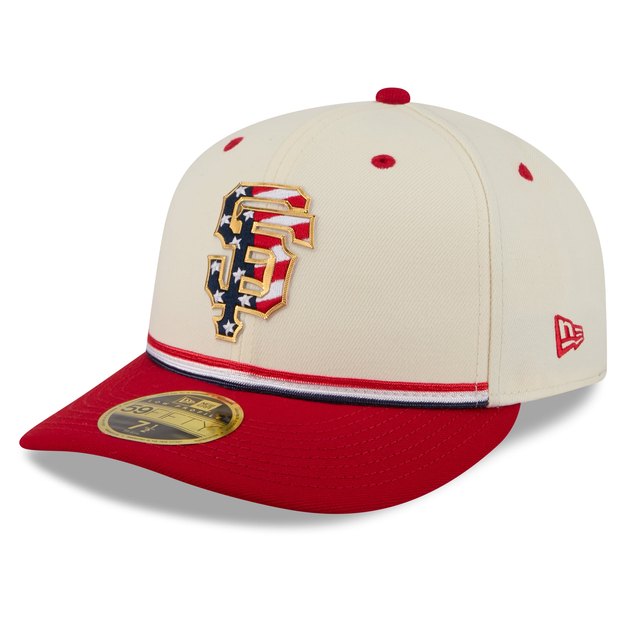 Men's New Era Cream/Red San Francisco Giants USA 250 Fourth of July Low Profile 59FIFTY Fitted Hat