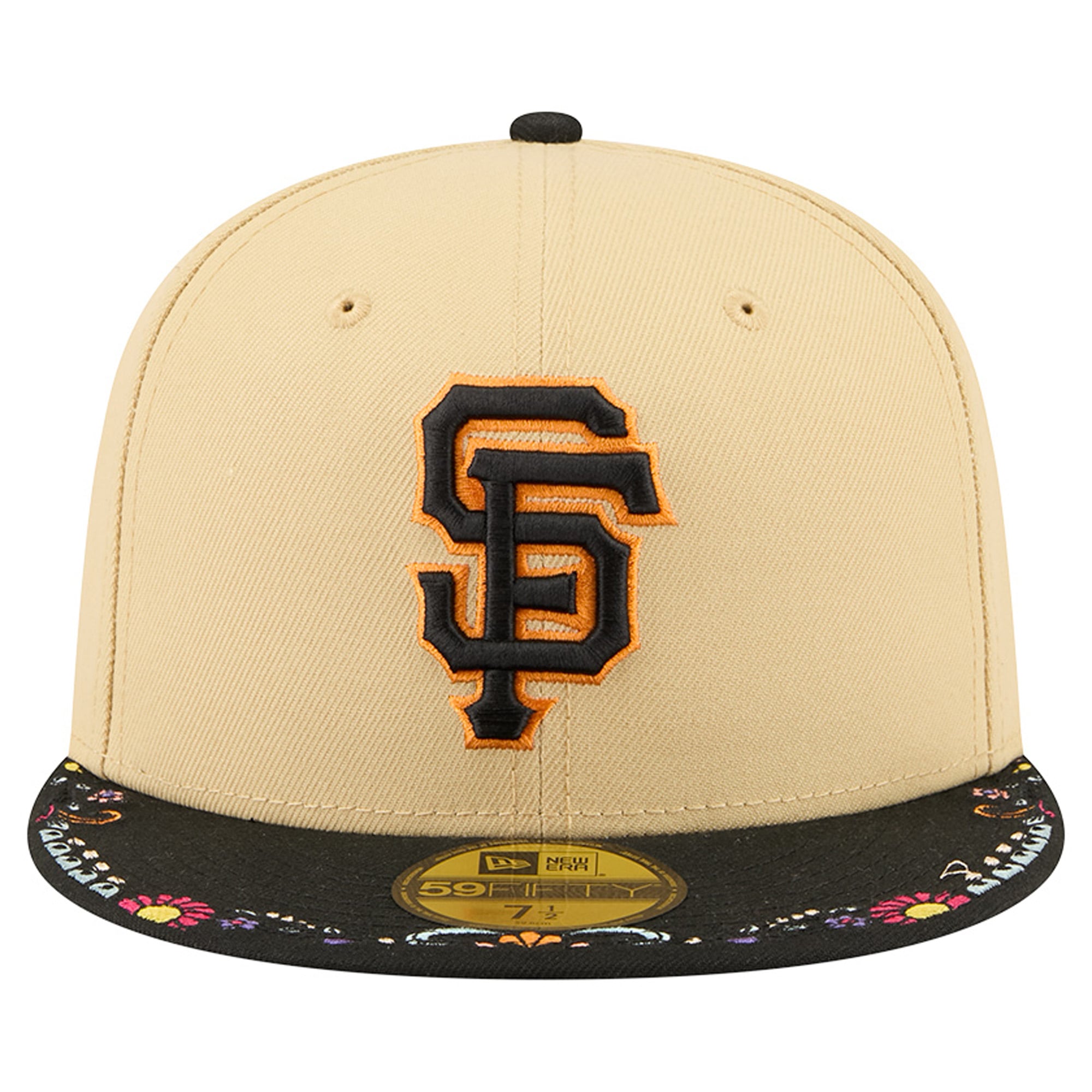 Men's New Era Light Beige San Francisco Giants Two-Tone Embroidered Visor 59FIFTY Fitted Hat