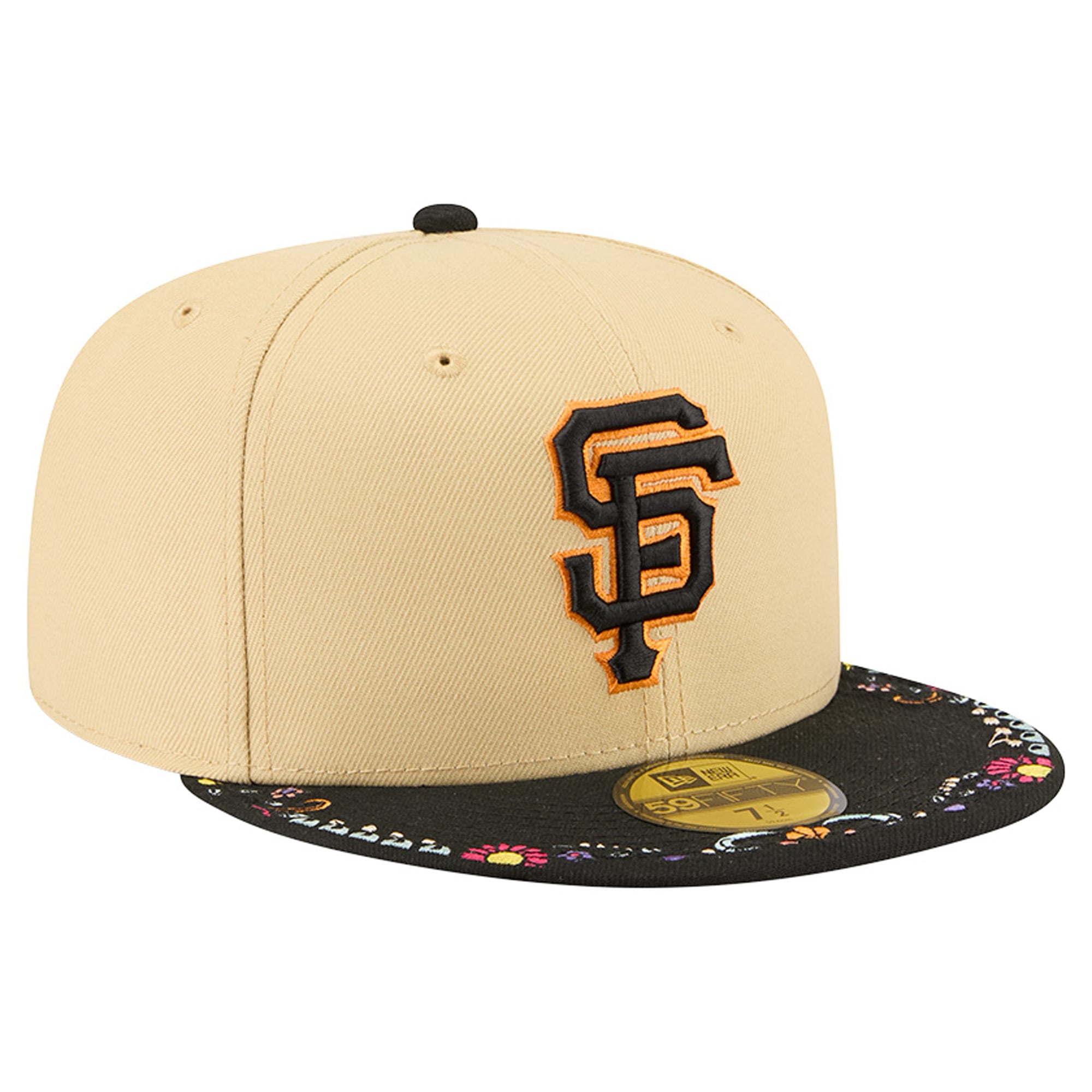 Men's New Era Light Beige San Francisco Giants Two-Tone Embroidered Visor 59FIFTY Fitted Hat