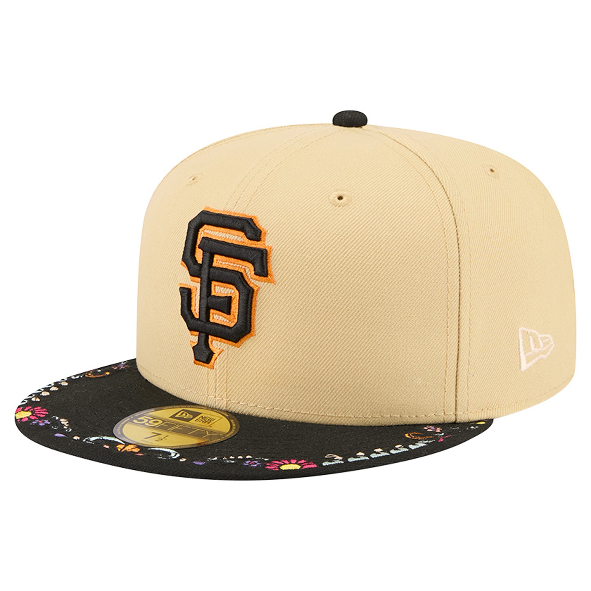 Men's New Era Light Beige San Francisco Giants Two-Tone Embroidered Visor 59FIFTY Fitted Hat