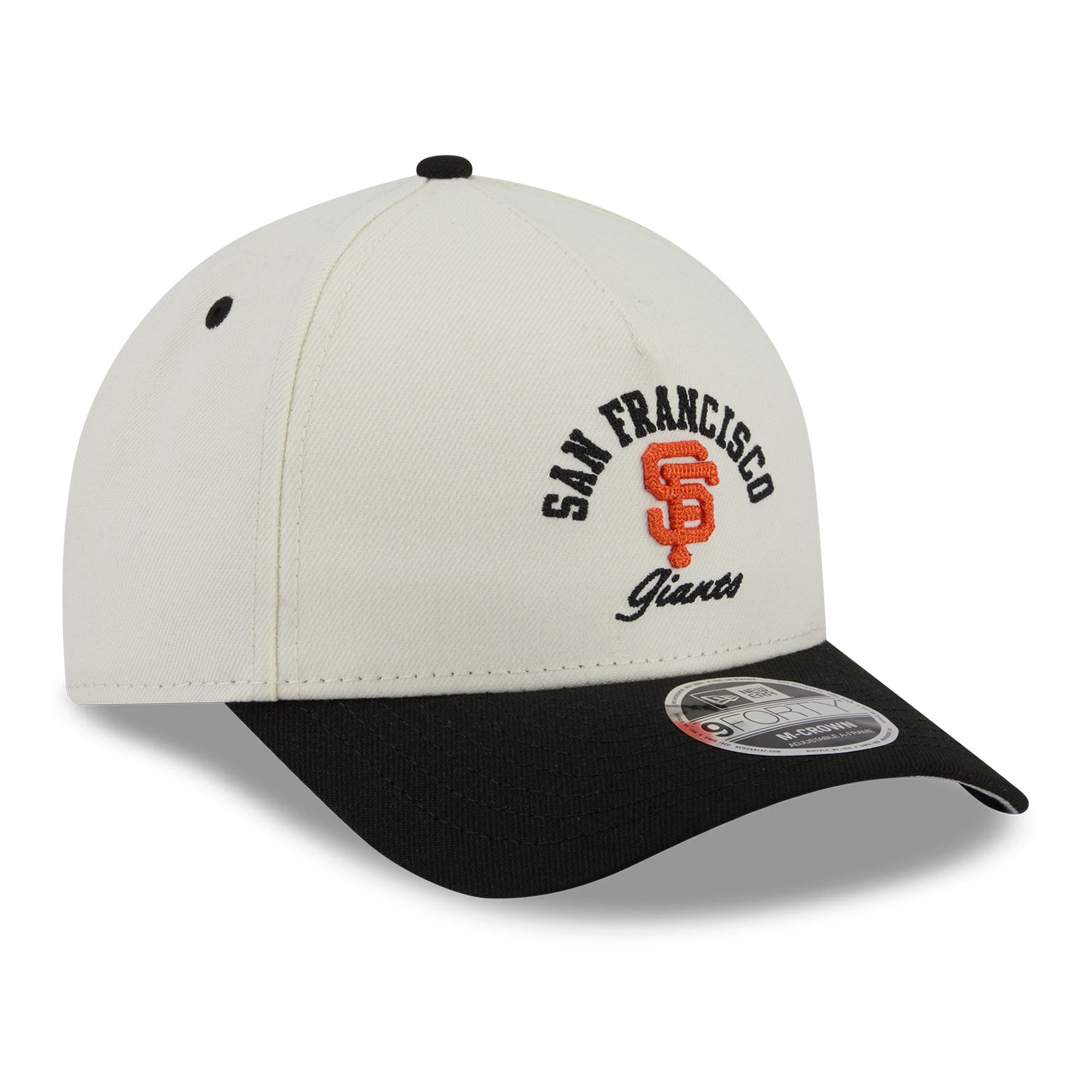 Men's New Era Natural/Black San Francisco Giants Arch 9FORTY A-Frame M-Crown Adjustable Hat