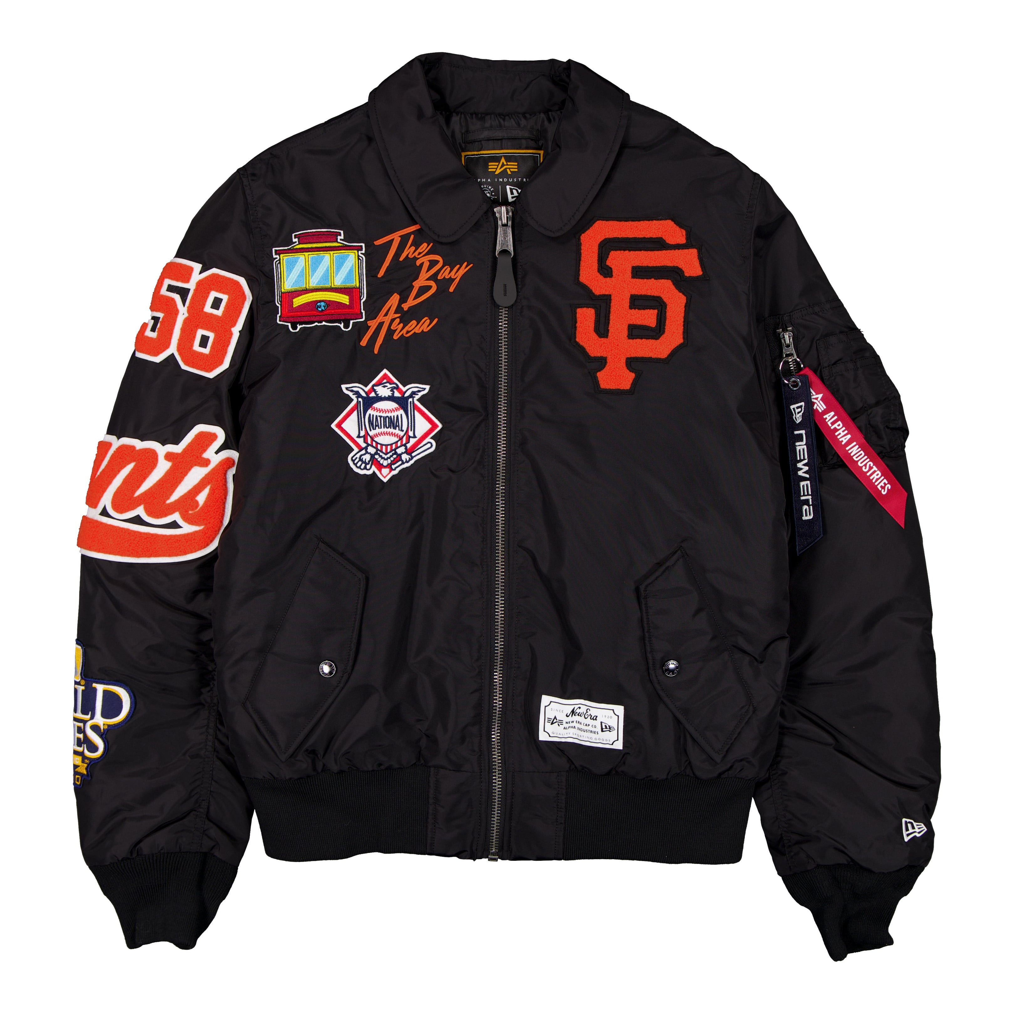 Veste bomber zippée intégrale New Era x Alpha Industries noire San Francisco Giants MA-1 pour homme