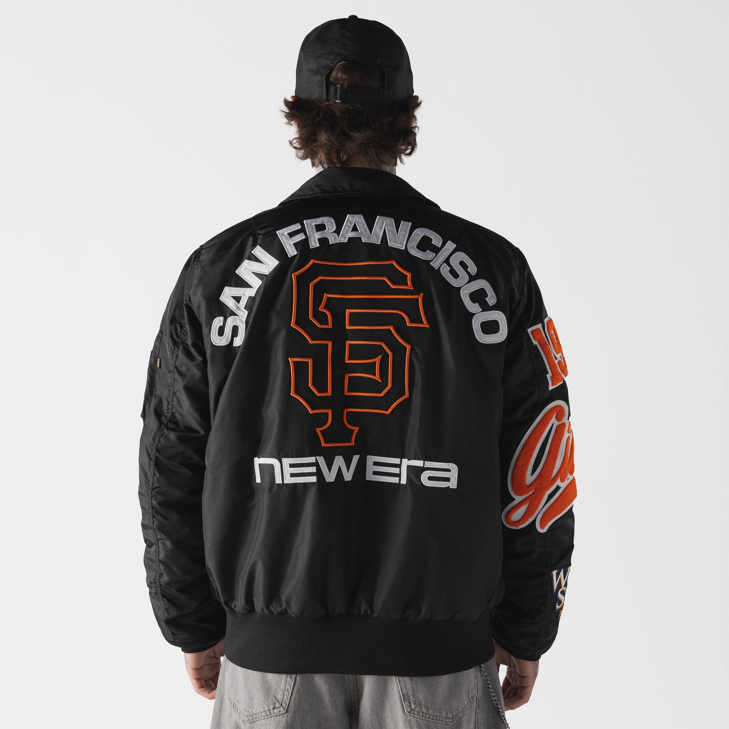 Veste bomber zippée intégrale New Era x Alpha Industries noire San Francisco Giants MA-1 pour homme
