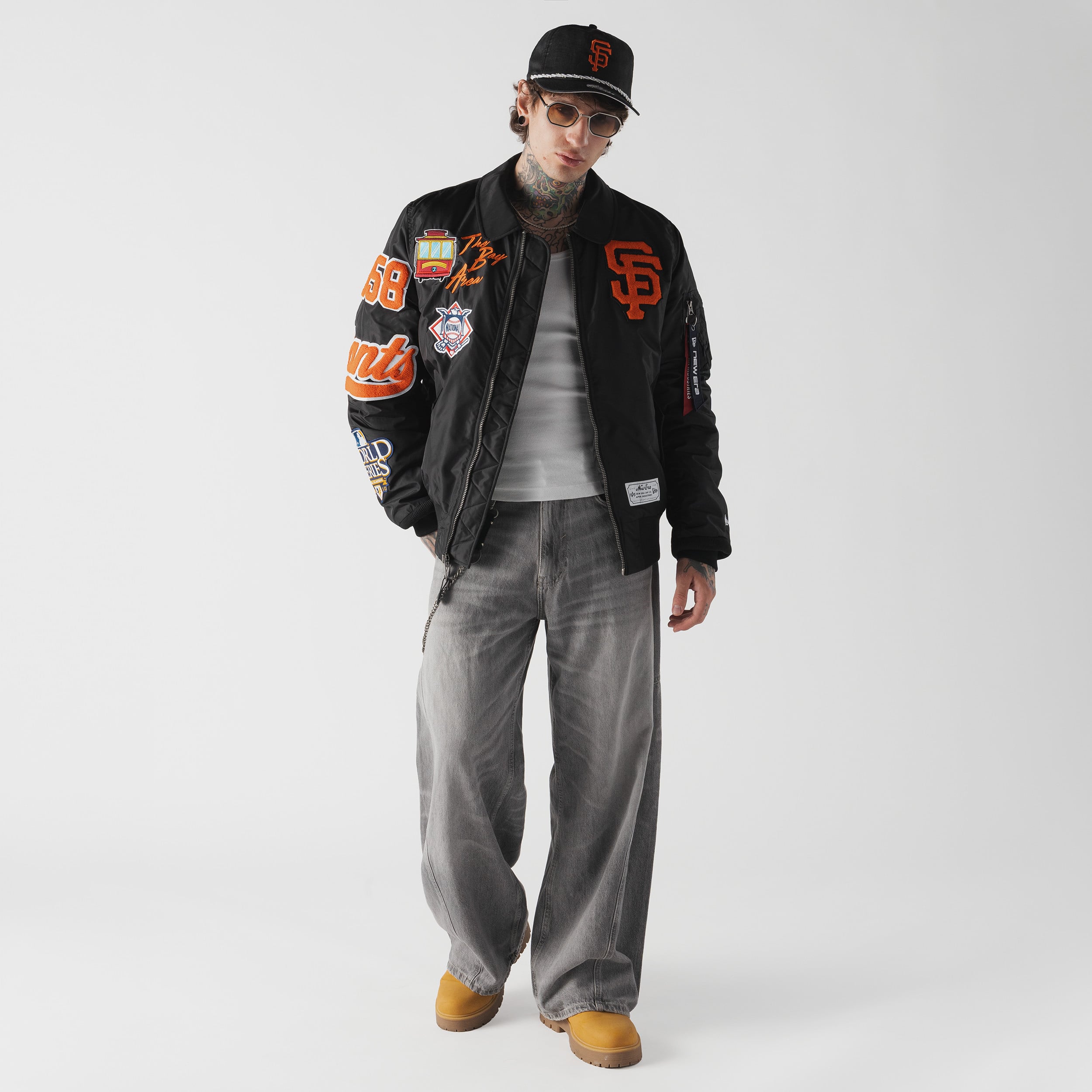 Veste bomber zippée intégrale New Era x Alpha Industries noire San Francisco Giants MA-1 pour homme