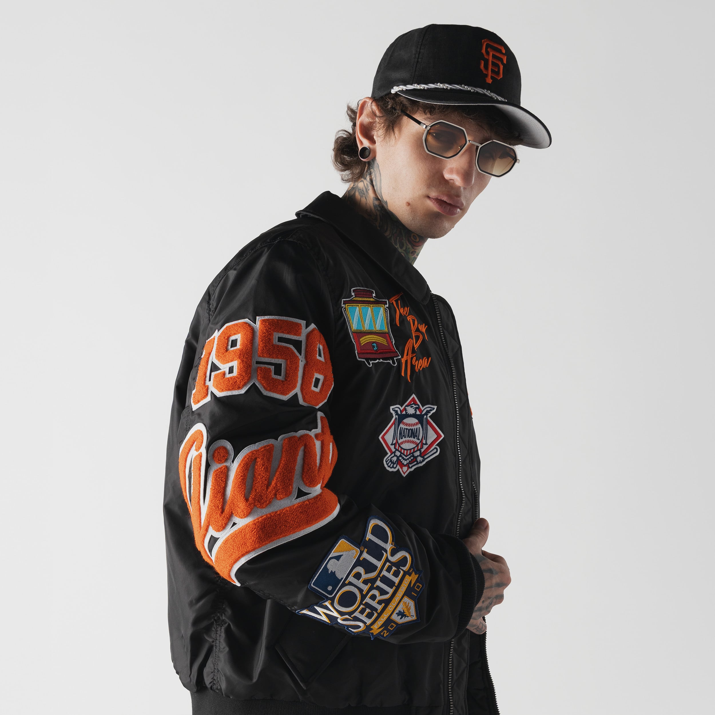 Veste bomber zippée intégrale New Era x Alpha Industries noire San Francisco Giants MA-1 pour homme