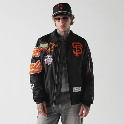 San Francisco Giants New Era x Alpha Industries MA-1 Full-Zip Bomber Jacket - Black
