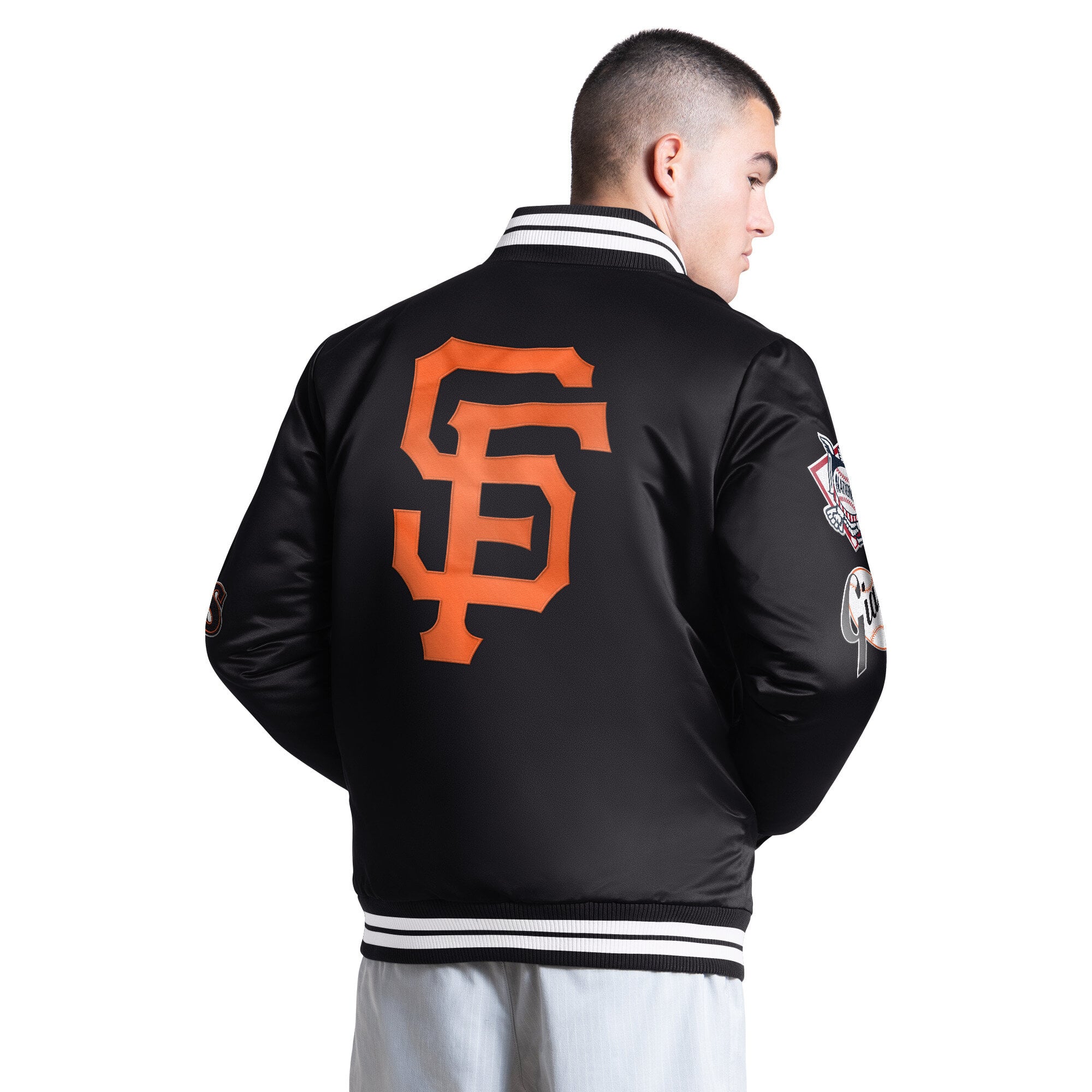 Veste universitaire Starter noire pour homme, modèle Elite des Giants de San Francisco, à boutons-pression.