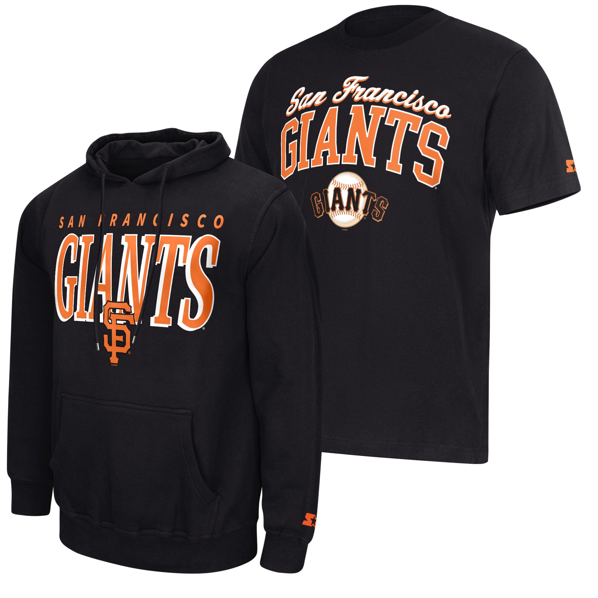 Ensemble sweat à capuche et t-shirt Starter noir pour homme avec logo des Giants de San Francisco