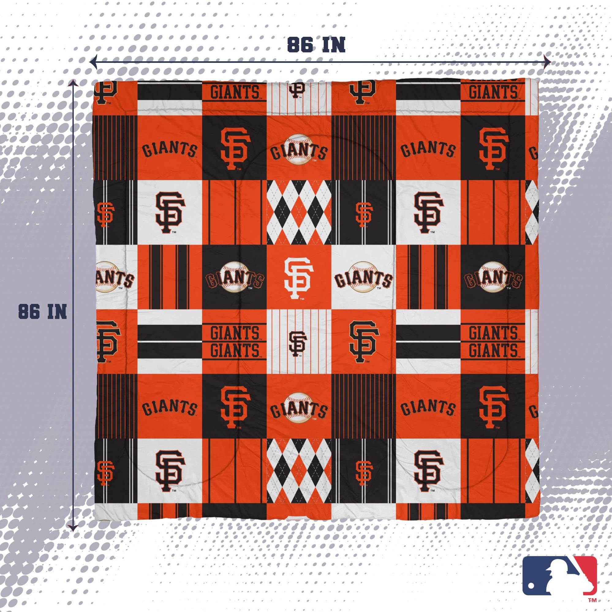 Pegasus San Francisco Giants Patchwork Plaid Three-Piece Full/Queen Bed in a Bag Set