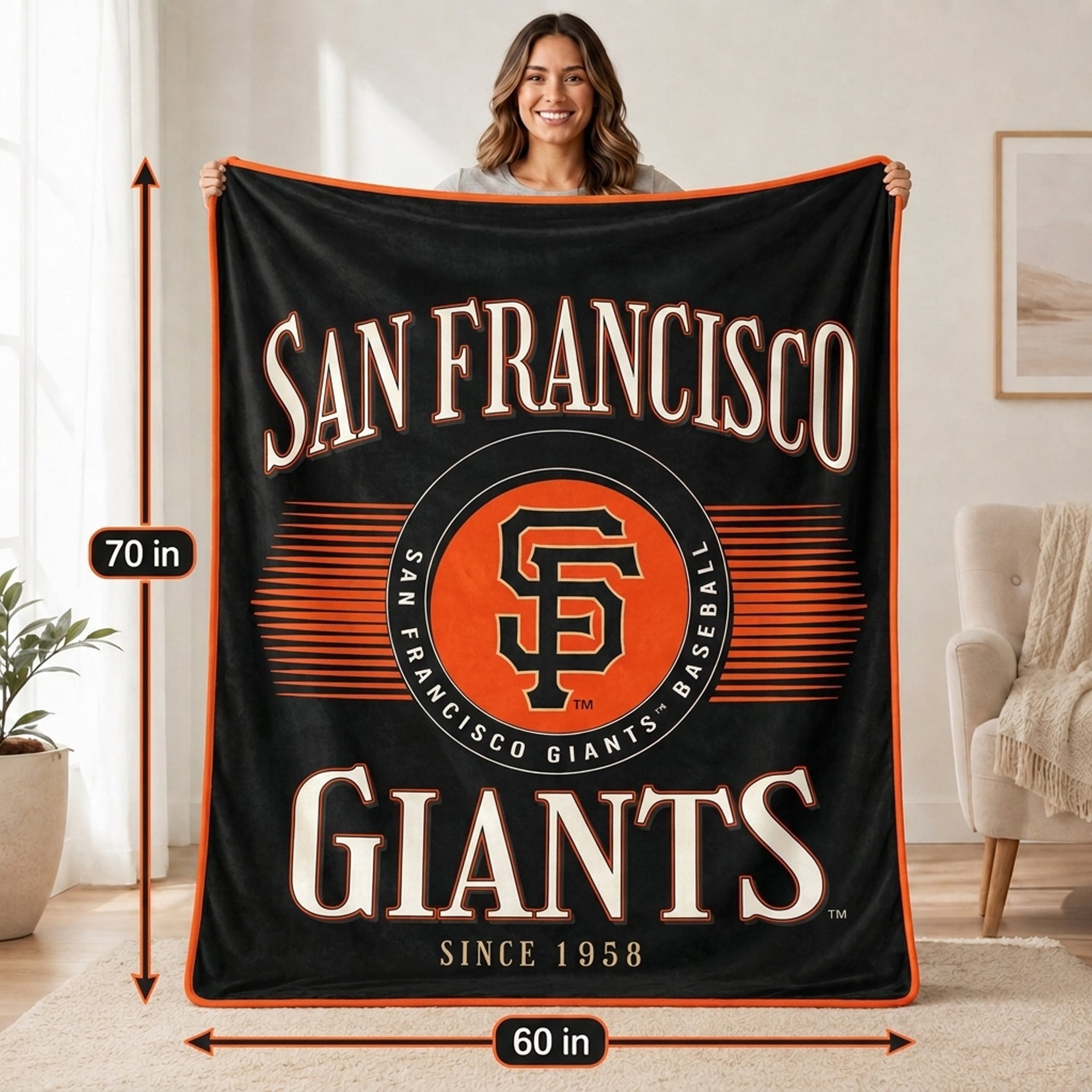 Pegasus San Francisco Giants Spotlight Arch 60" x 70" Ultra Soft Throw Blanket