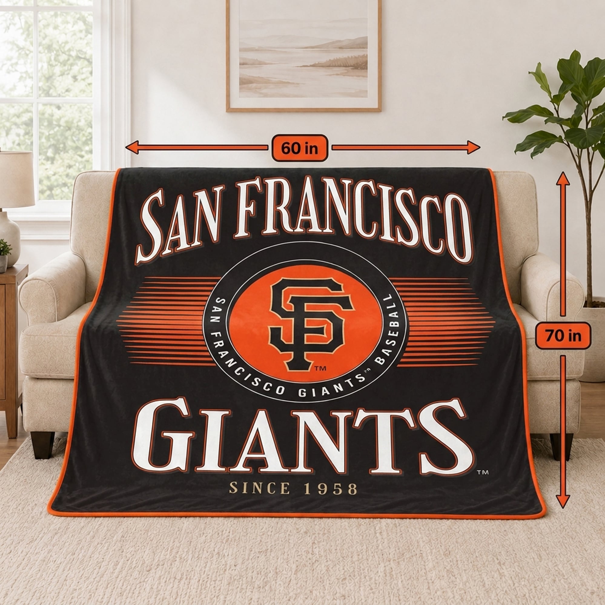 Pegasus San Francisco Giants Spotlight Arch 60" x 70" Ultra Soft Throw Blanket