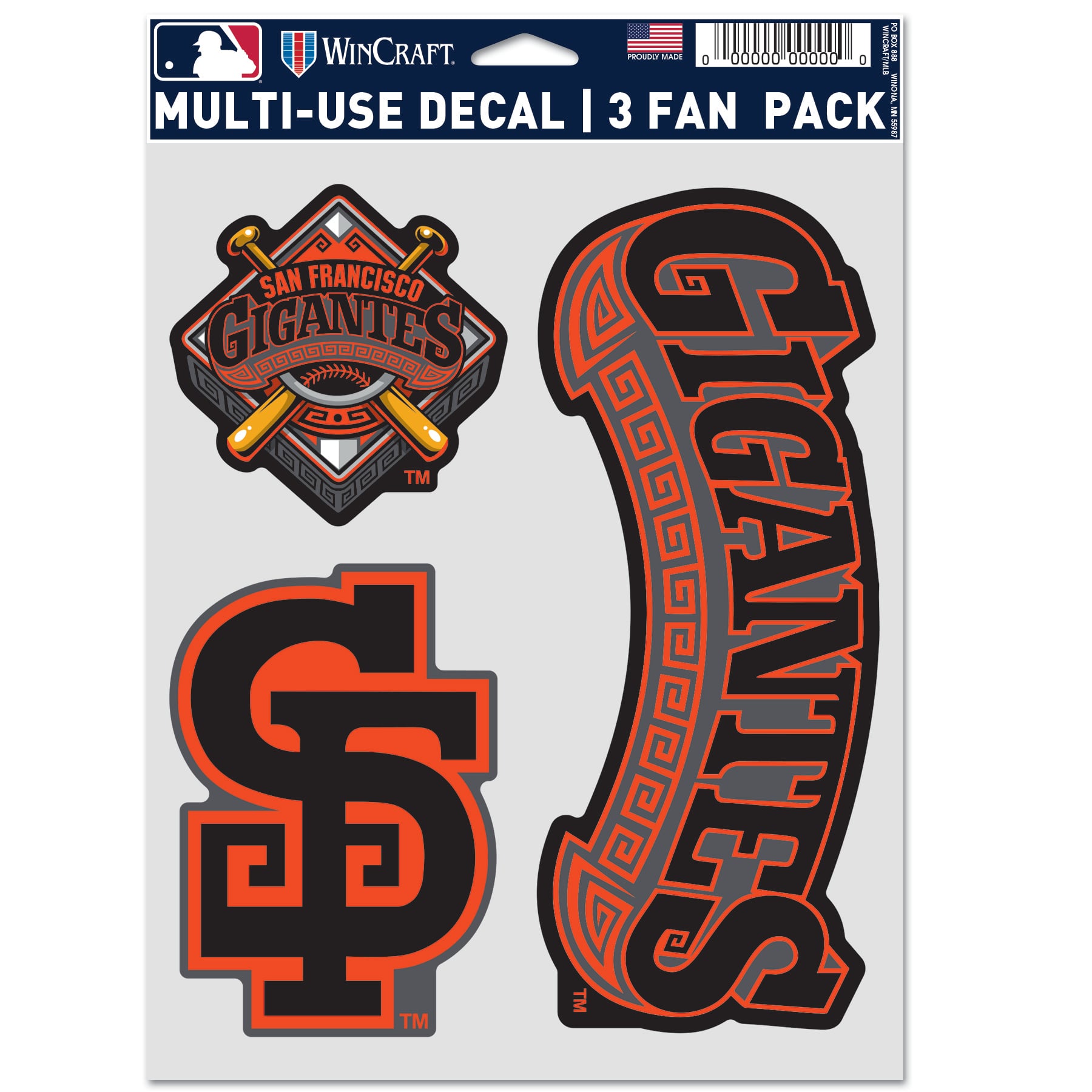 Ensemble de trois autocollants pour supporters WinCraft San Francisco Giants Gigantes