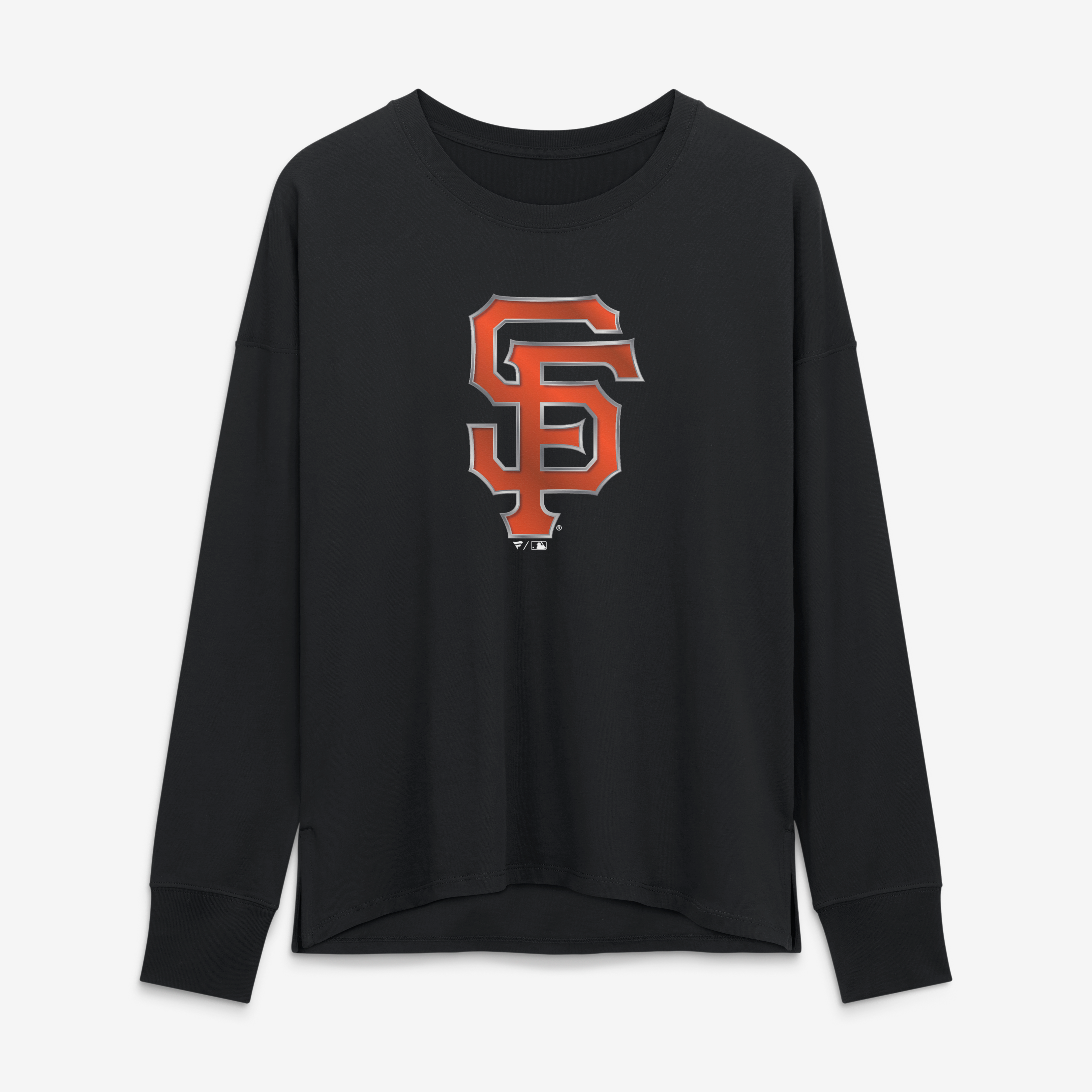 T-shirt à manches longues noir pour femmes avec mascotte métallique des Giants de San Francisco