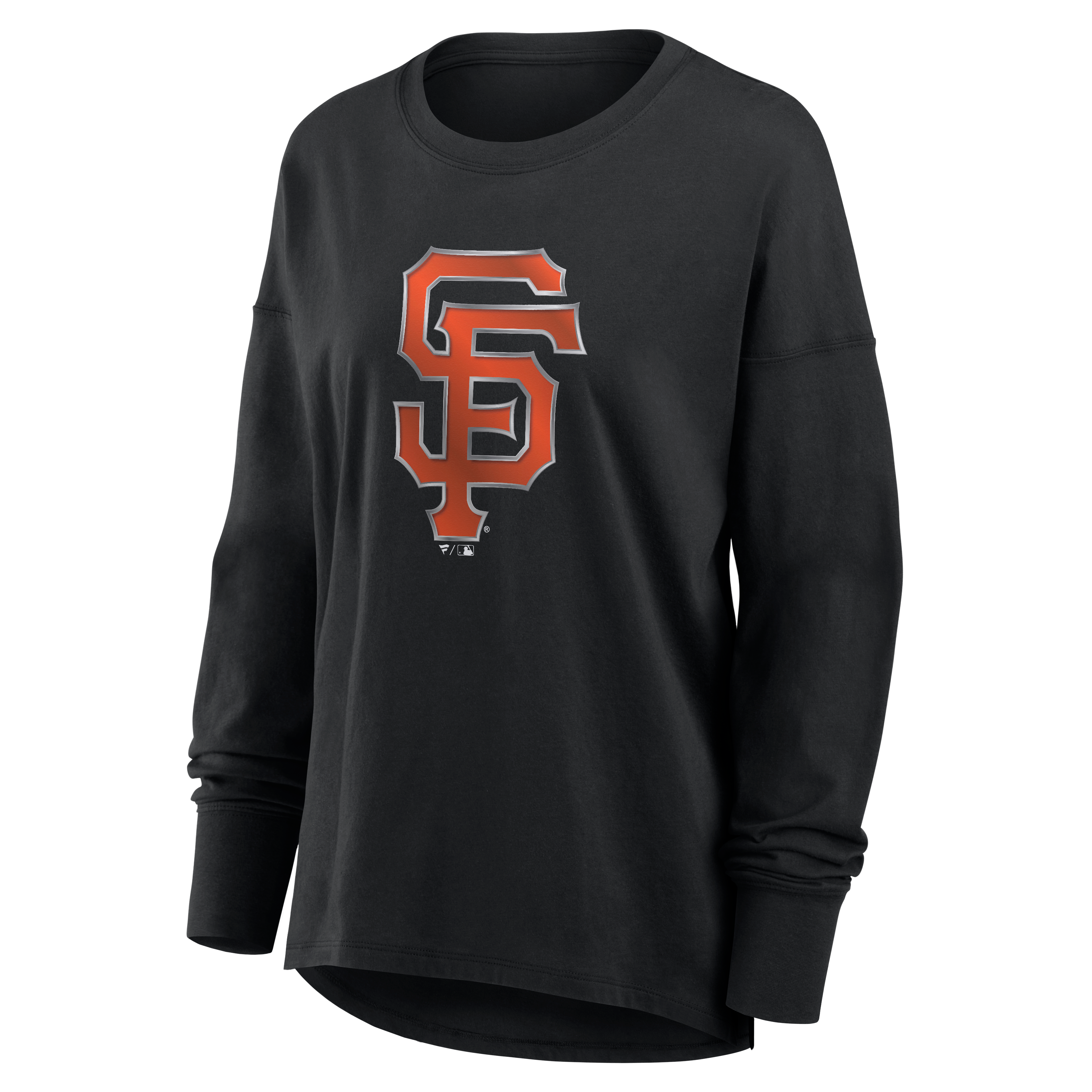 T-shirt à manches longues noir pour femmes avec mascotte métallique des Giants de San Francisco