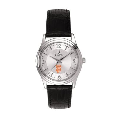 San Francisco Giants Bulova Women's Leather Strap Watch - Silver