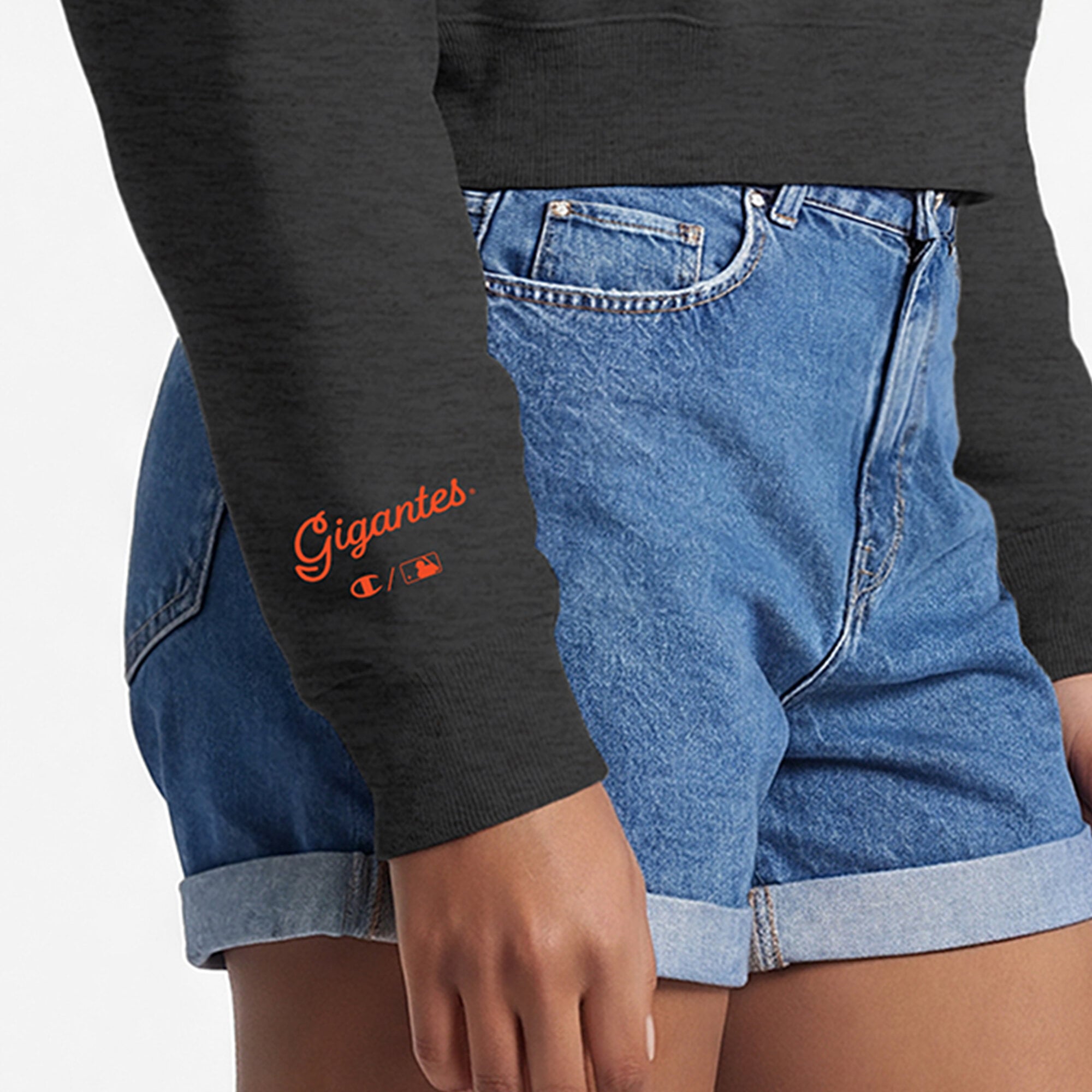 Pull court à col zippé Champion Triumph Tri-Blend en polaire noire pour femme, modèle des Giants de San Francisco
