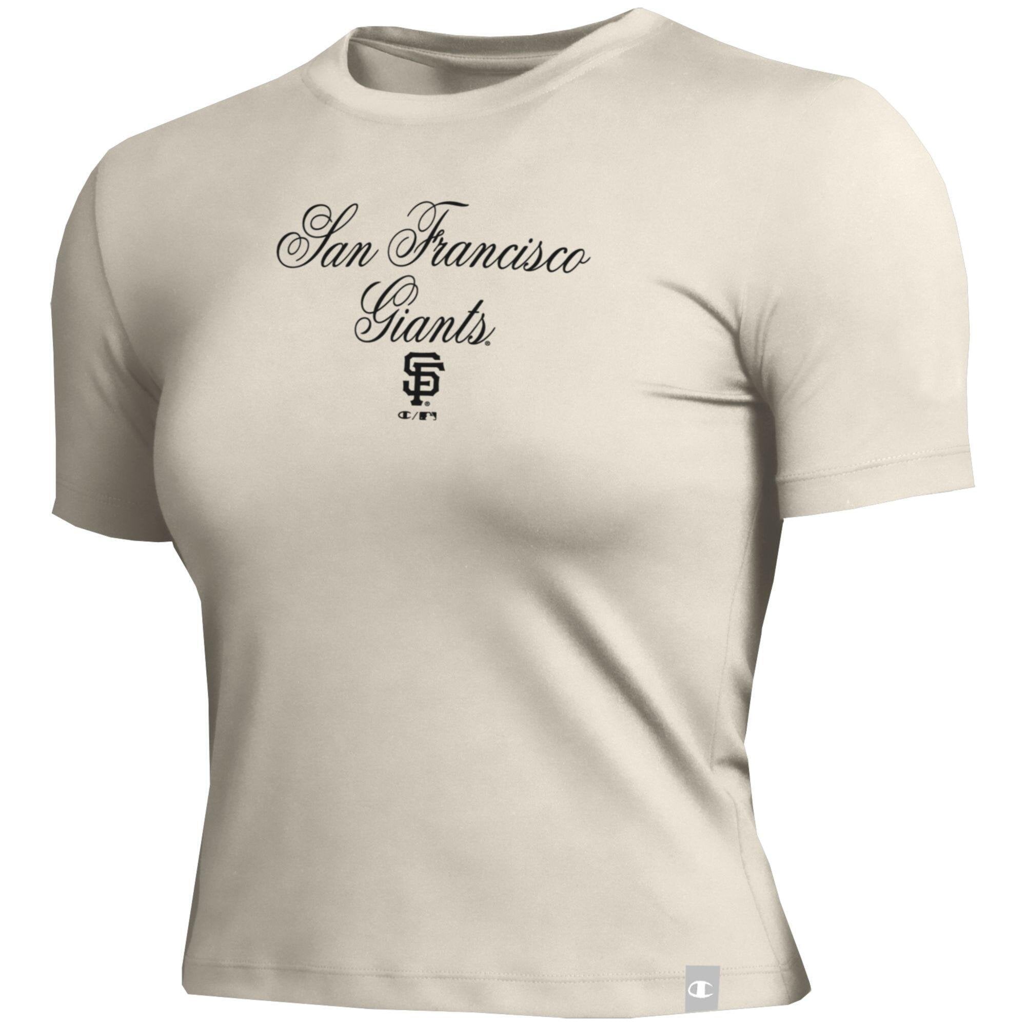 T-shirt court ajusté doux au toucher Champion crème pour femme, San Francisco Giants