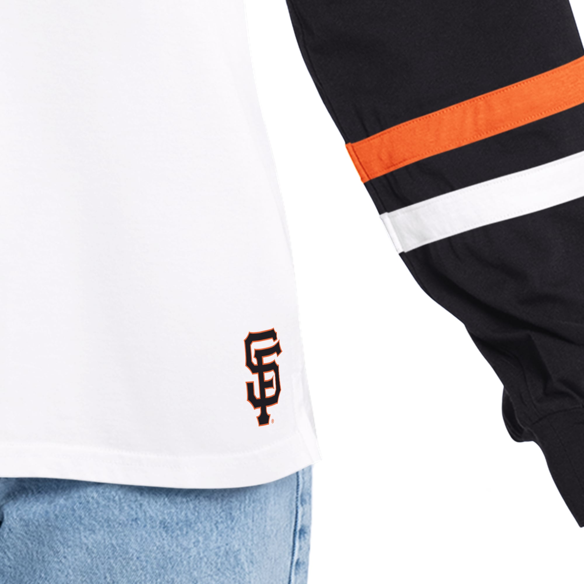 Women's G-III 4Her by Carl Banks White/Black San Francisco Giants Key Player Oversized Hooded Long Sleeve T-Shirt