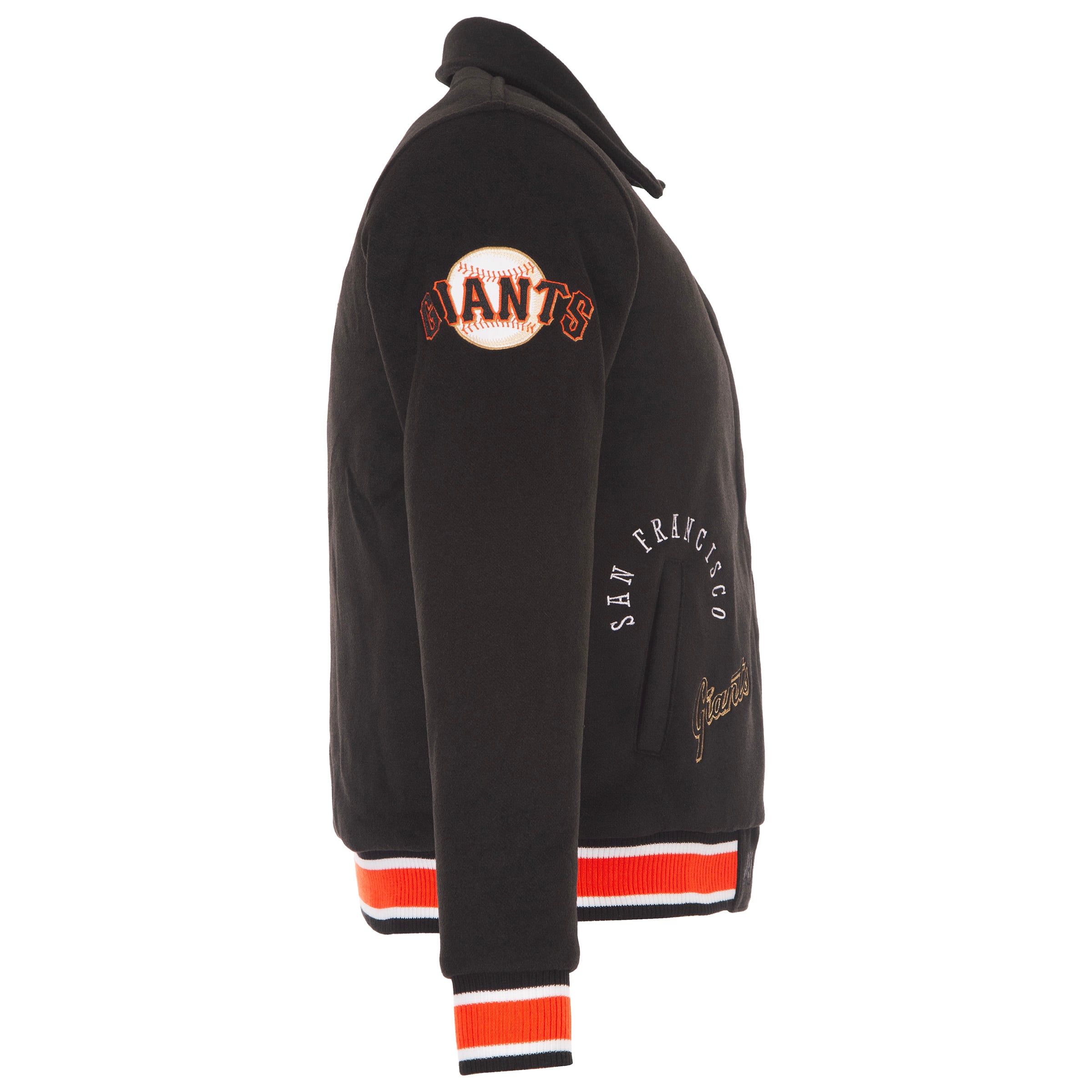Veste réversible en laine noire à boutons-pression pour femme JH Design, modèle Giants de San Francisco