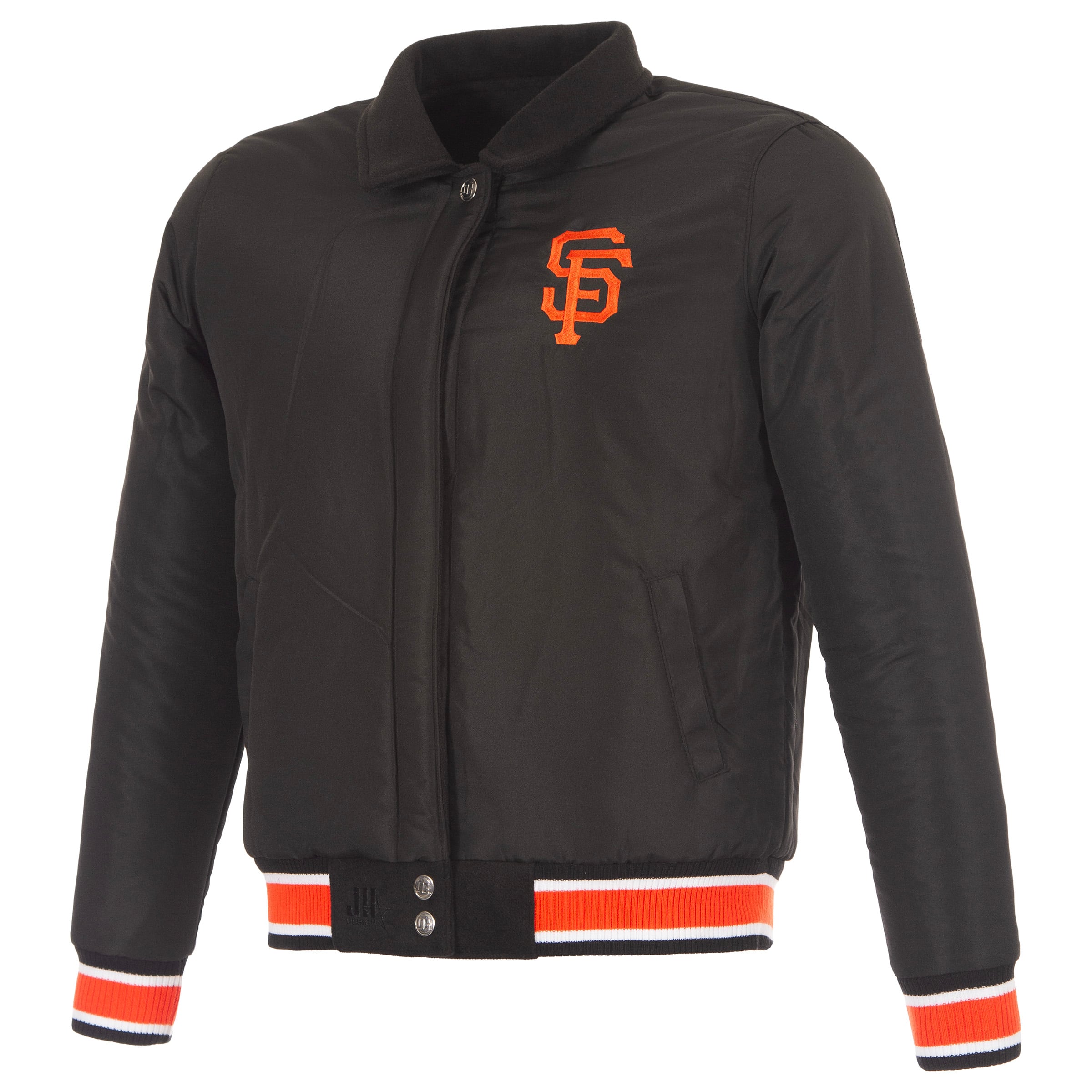 Veste réversible en laine noire à boutons-pression pour femme JH Design, modèle Giants de San Francisco