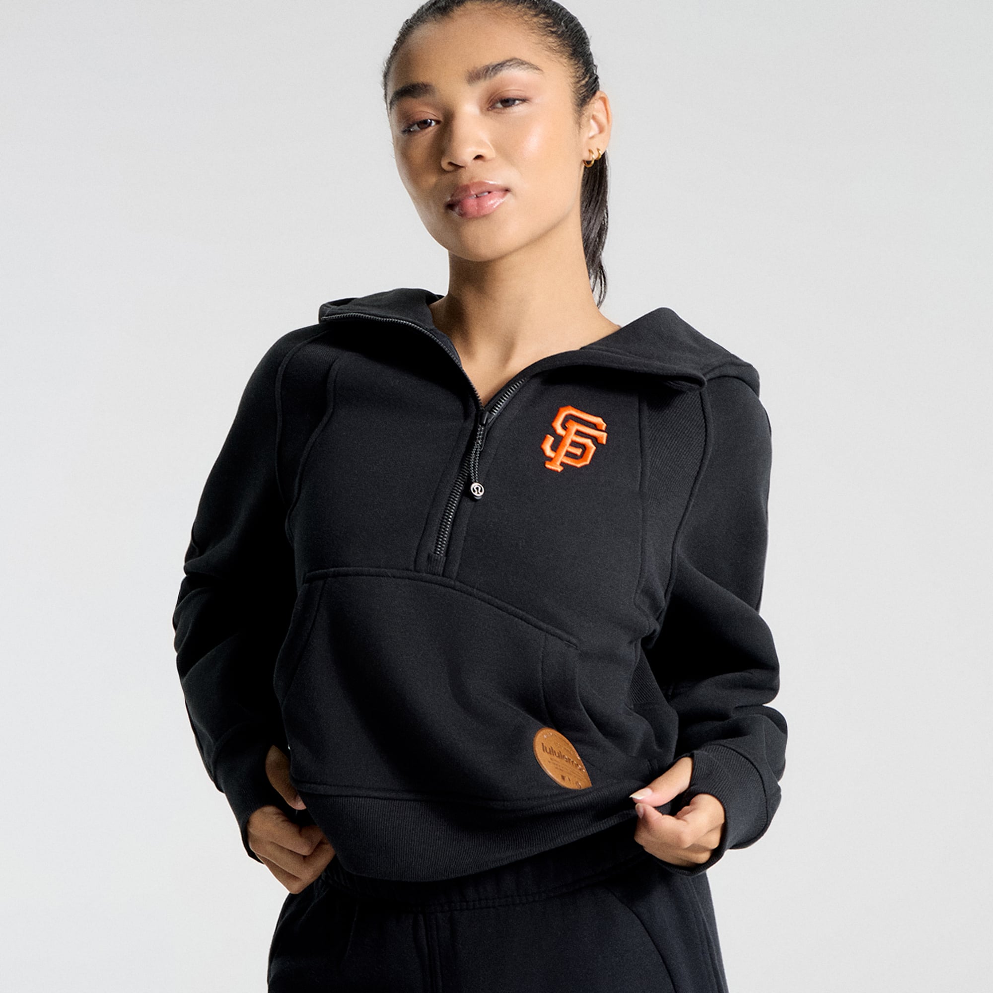 Sweat à capuche zippé oversize demi-hauteur lululemon Light Ivory San Francisco Giants pour femme