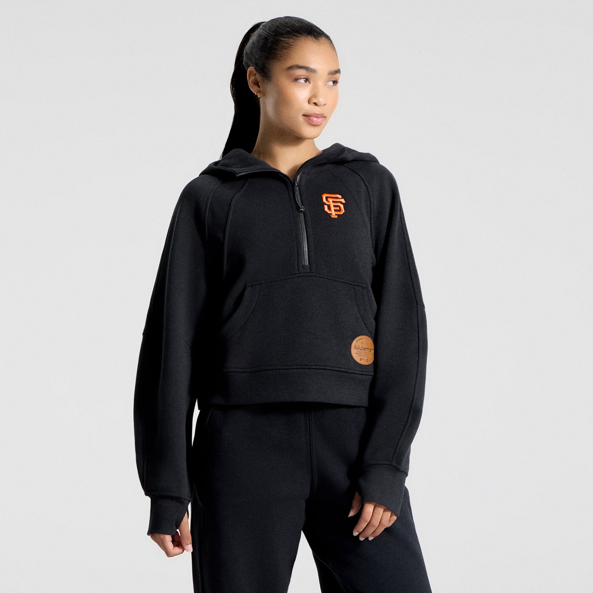 Sweat à capuche zippé oversize demi-hauteur lululemon Light Ivory San Francisco Giants pour femme