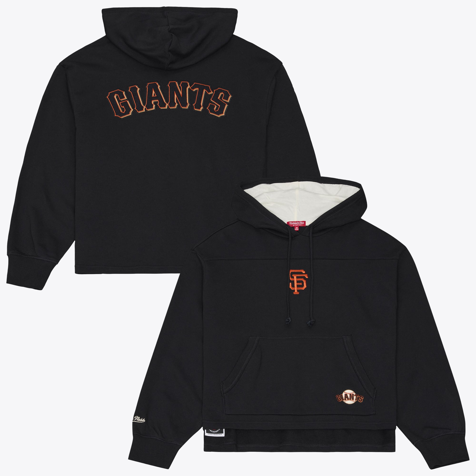 Sweat à capuche Mitchell & Ness noir pour femme, style rétro San Francisco Giants