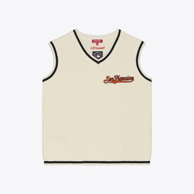 San Francisco Giants Mitchell & Ness Women's Cooperstown Collection Retro Roots Sweater Vest - Cream
