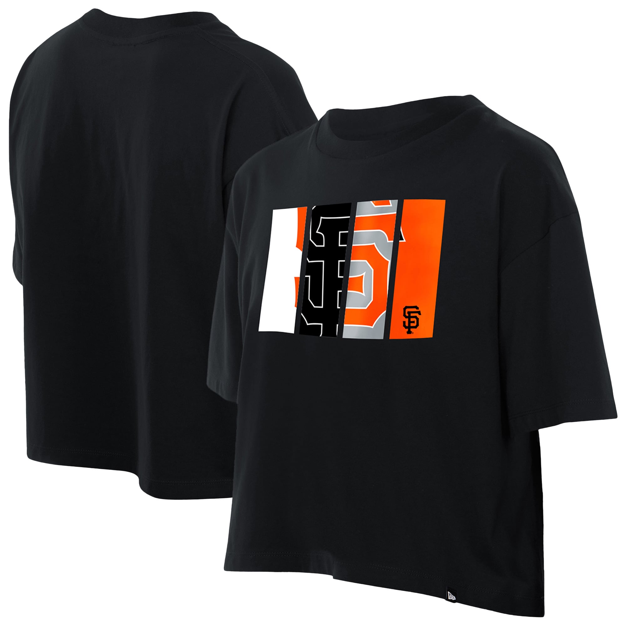 T-shirt New Era noir pour femme avec logo en aluminium des Giants de San Francisco