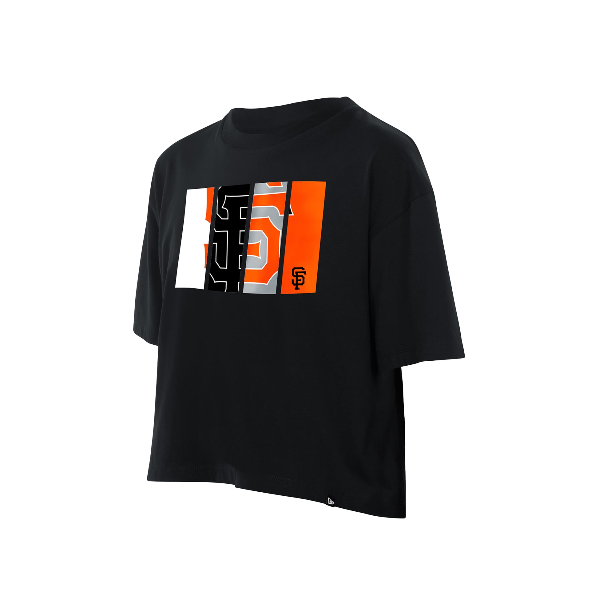T-shirt New Era noir pour femme avec logo en aluminium des Giants de San Francisco