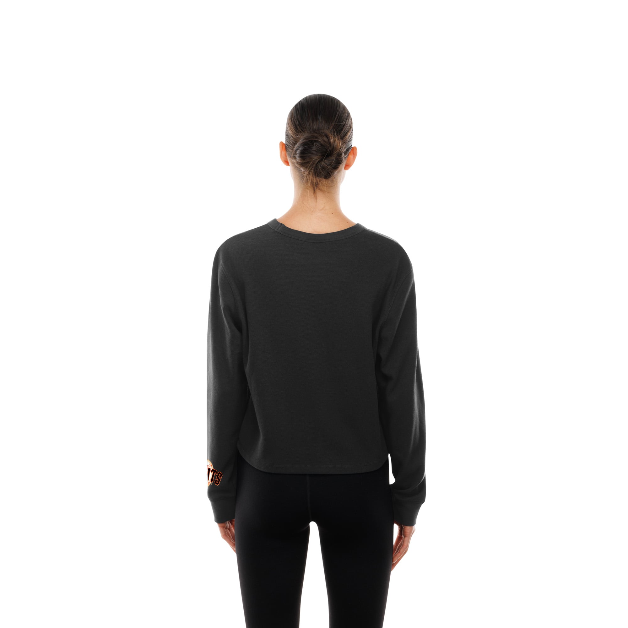 Women's New Era Black San Francisco Giants Fan Collection Micro Thermal Boxy Long Sleeve T-Shirt