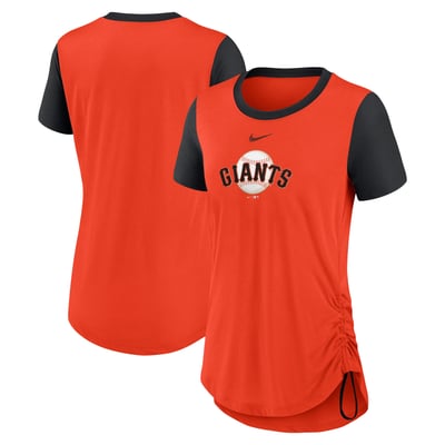 San Francisco Giants Nike Women's Hipster Swoosh Cinched Tri-Blend Performance Fashion T-Shirt - Orange
