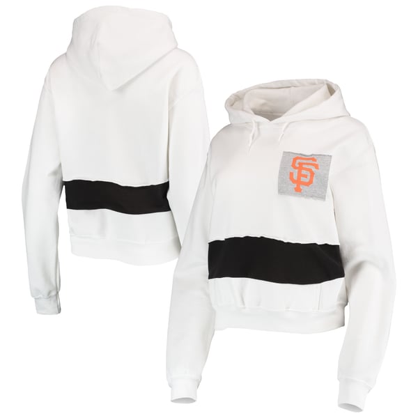 San Francisco Giants Refried Apparel Women's Cropped Pullover Hoodie -  White/Black