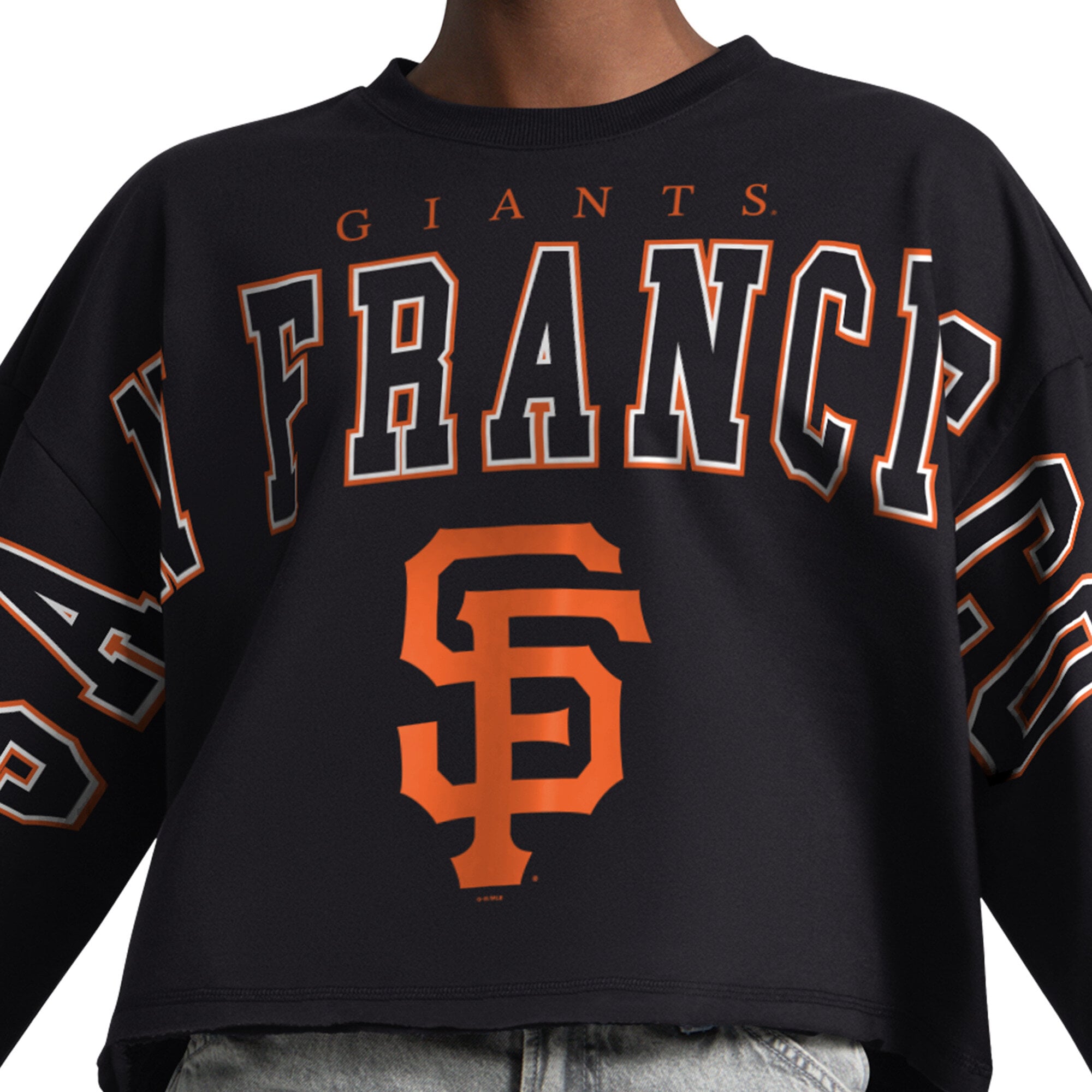 Sweat-shirt court Starter noir pour femme, modèle San Francisco Giants Bleachers II