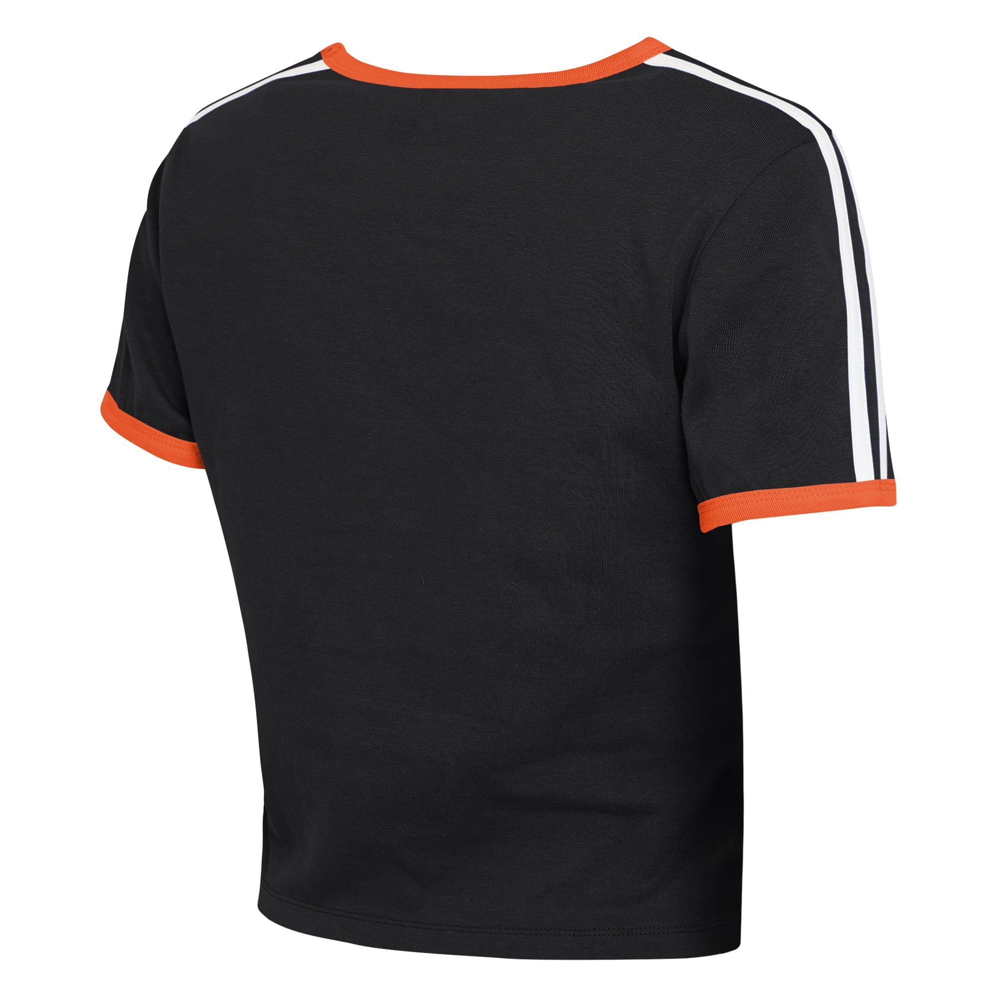Women's WEAR by Erin Andrews Black San Francisco Giants Cropped Throwback Ringer Baby T-Shirt