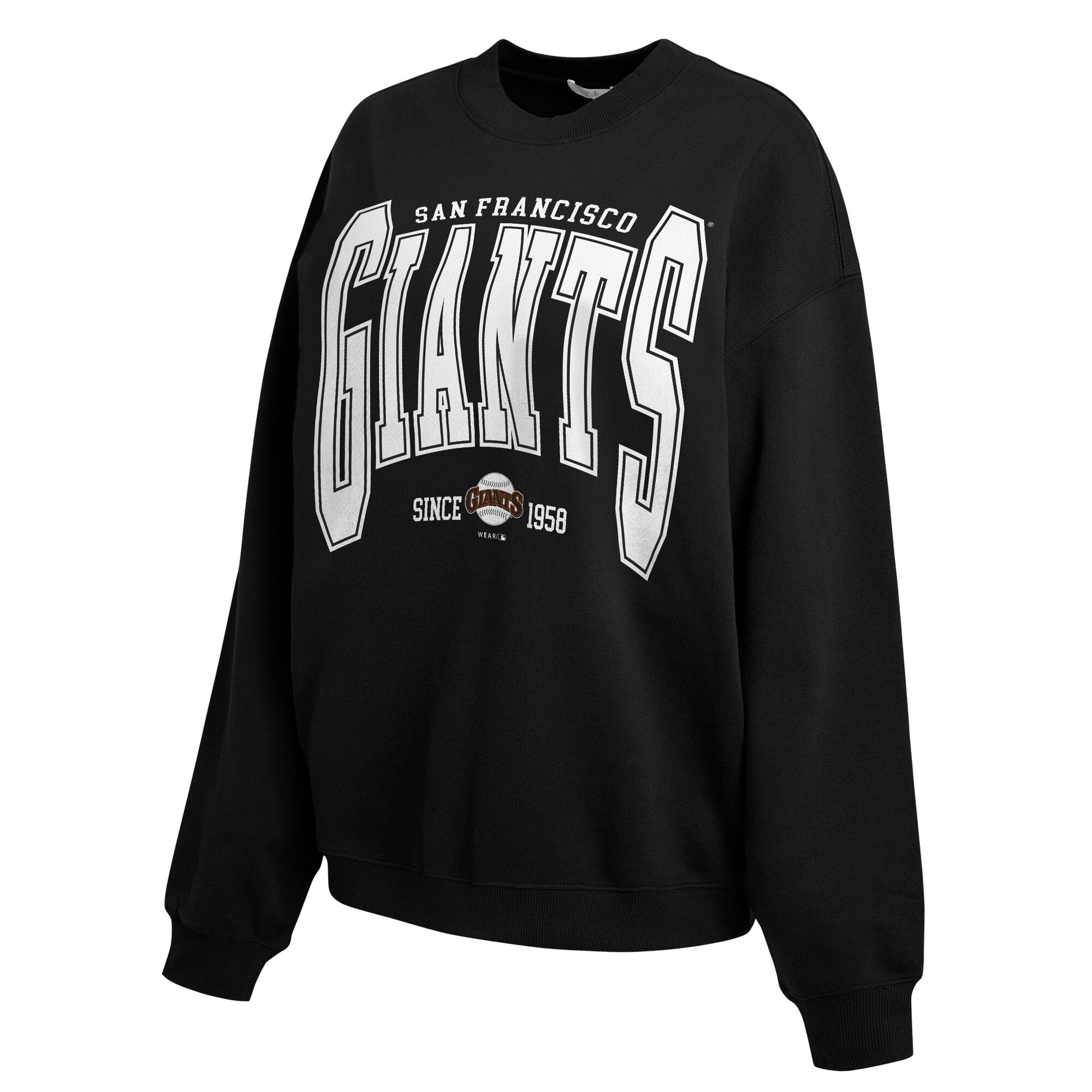Women's WEAR by Erin Andrews Black San Francisco Giants Oversized Team Fleece Sweatshirt