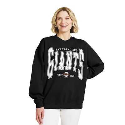 San Francisco Giants WEAR by Erin Andrews Women's Oversized Team Fleece Sweatshirt - Black