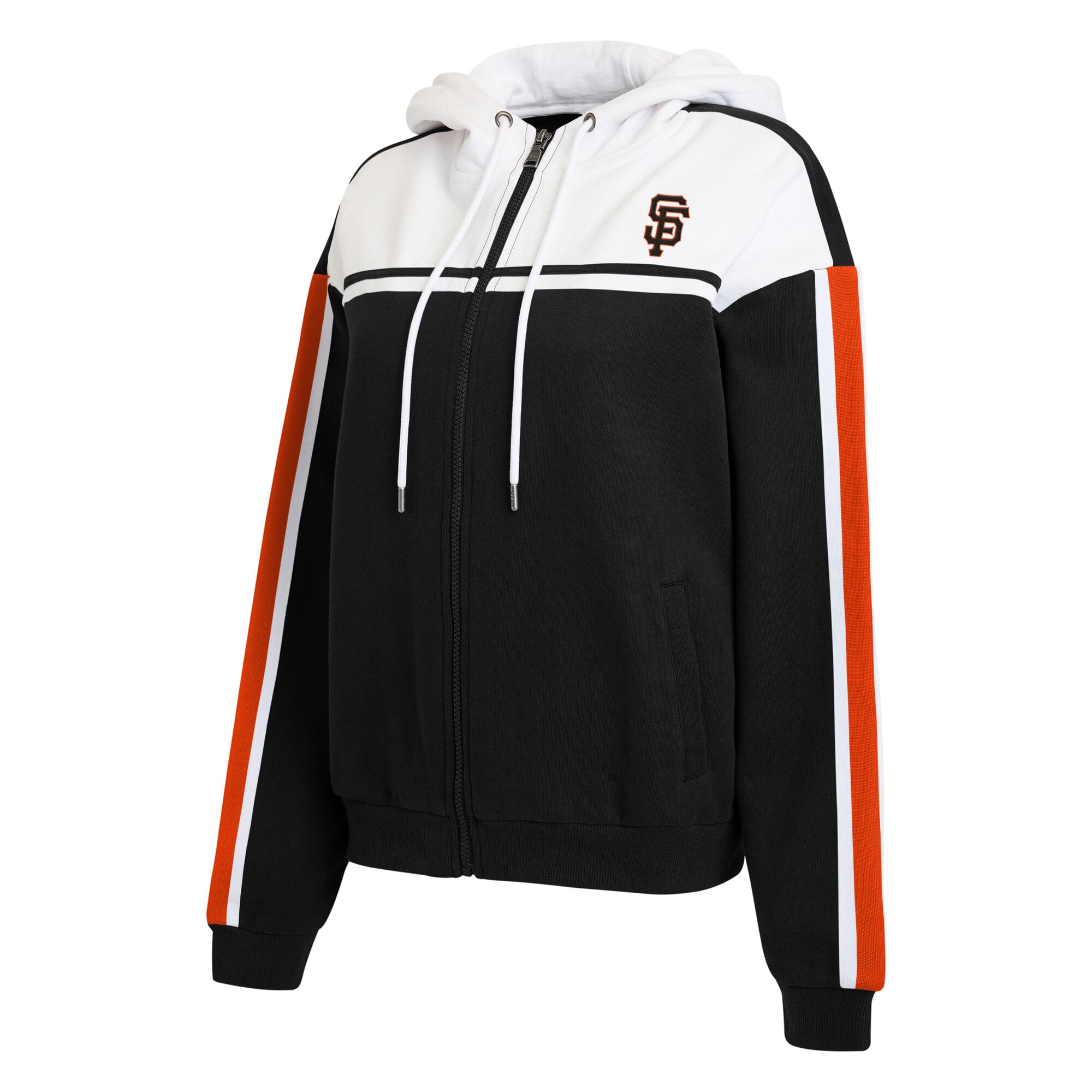 Sweat à capuche zippé noir et blanc San Francisco Giants de la marque WEAR by Erin Andrews pour femme