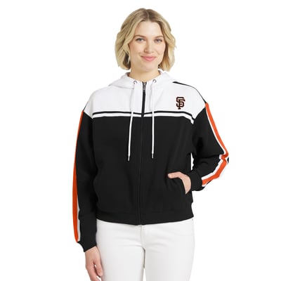 San Francisco Giants WEAR by Erin Andrews Women's Color Blocked Full-Zip Hoodie - Black/White