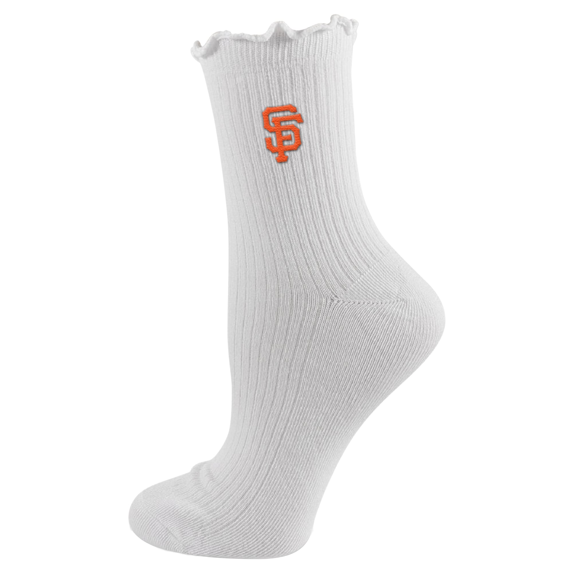 Youth PRO Compression  White San Francisco Giants Logo Lettuce Hem Quarter Socks