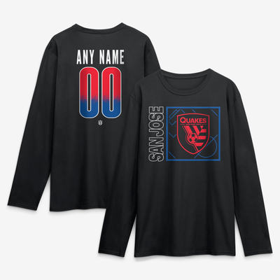 San Jose Earthquakes  Home Field Pop Personalized Name & Number Long Sleeve T-Shirt - Black