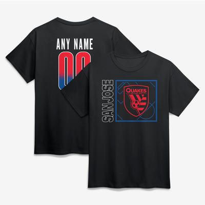 San Jose Earthquakes  Home Field Pop Personalized Name & Number T-Shirt - Black