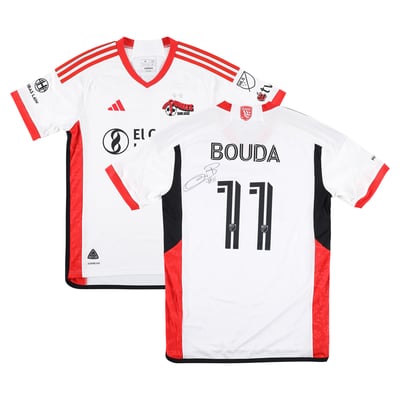 Ousseni Bouda San Jose Earthquakes Autographed Fanatics Authentic Match-Used #11 White Jersey from the 2025 MLS Season - Size M
