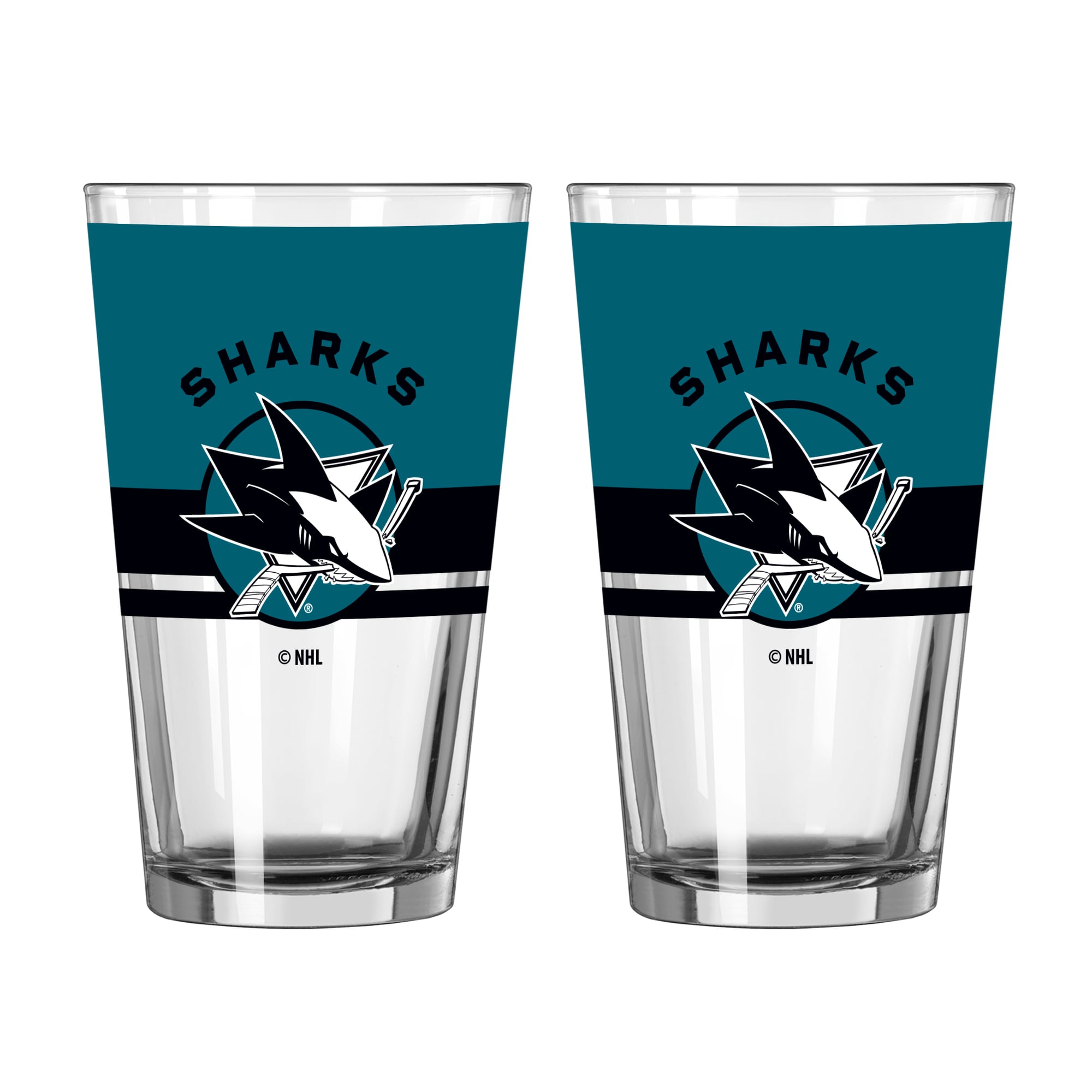 San Jose Sharks Logo Brands Two-Piece 16oz. Horizon Pint Glass Set