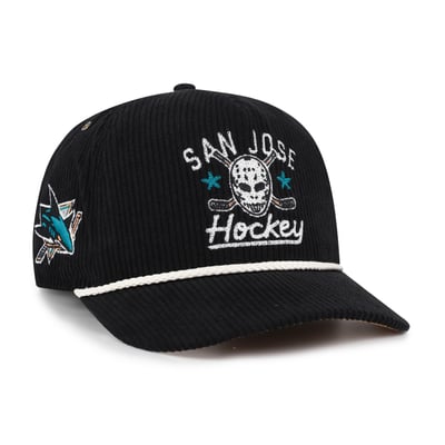 Men's San Jose Sharks '47 Black Hockey Mask Corduroy Rope Hitch Adjustable Hat