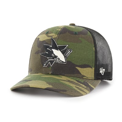 San Jose Sharks '47 Trucker Snapback Hat - Camo/Black