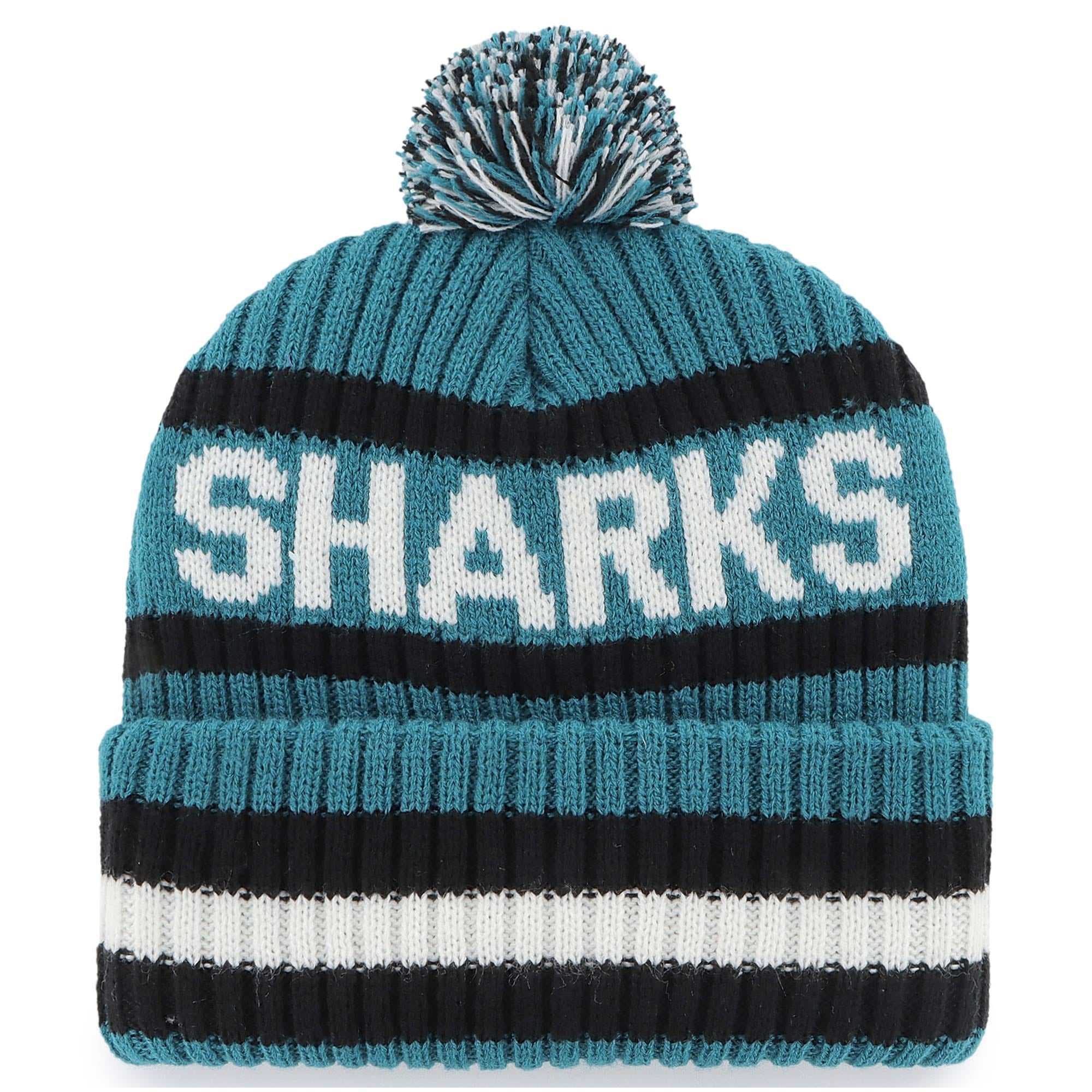 Bonnet à revers Bering pour homme, couleur sarcelle, modèle 47, San Jose Sharks, avec pompon