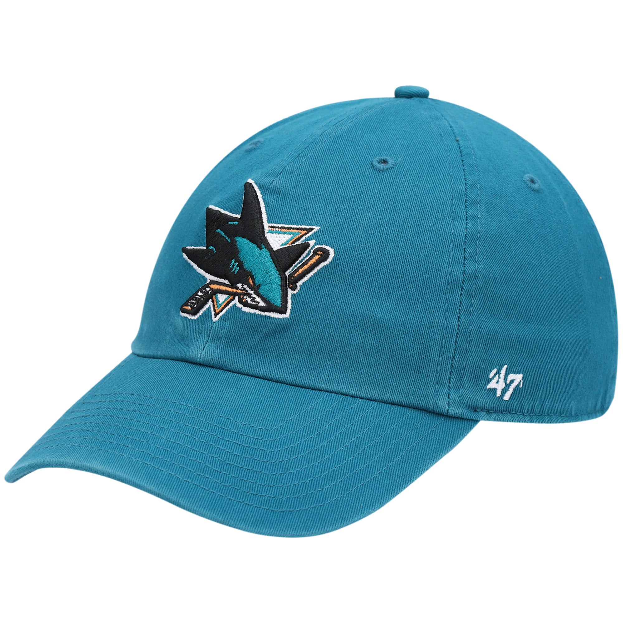Casquette ajustable pour homme « 47 » turquoise des Sharks de San Jose, modèle « Nettoyage de l'équipe ».