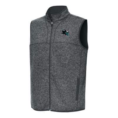 San Jose Sharks Antigua Fortune Full-Zip Vest - Heather Gray
