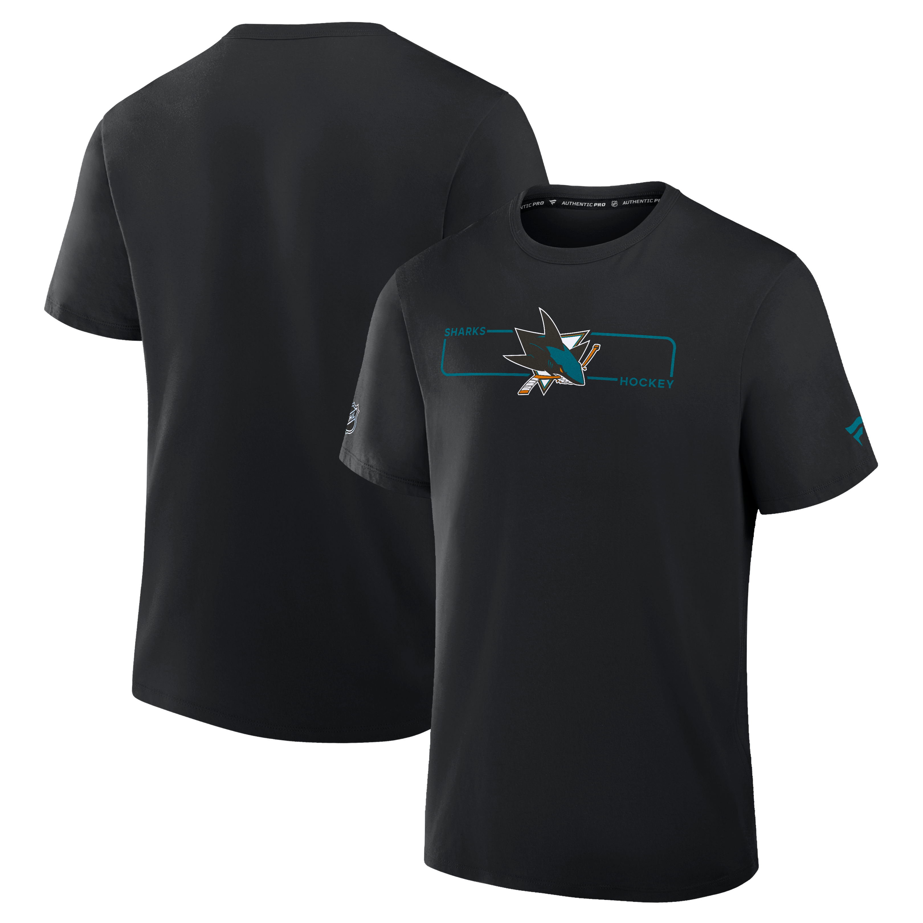T-shirt Fanatics noir authentique San Jose Sharks avec logo principal